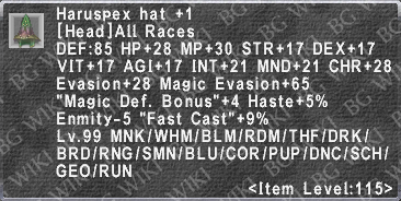 Haruspex Hat +1 description.png